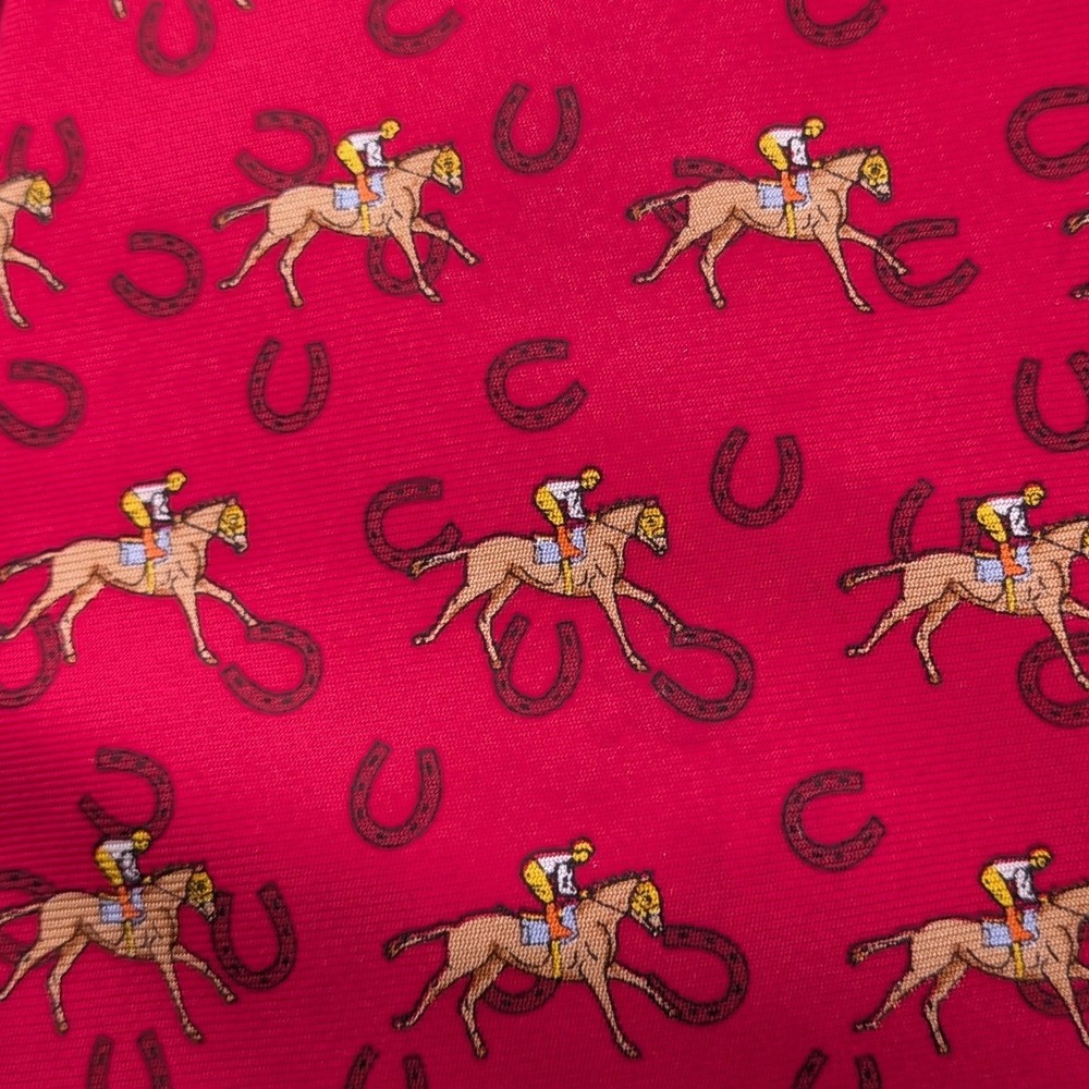 Robert Talbott W Cromwell $195 Red Silk Equestrian Horse Jockey Tie Made in USA‎